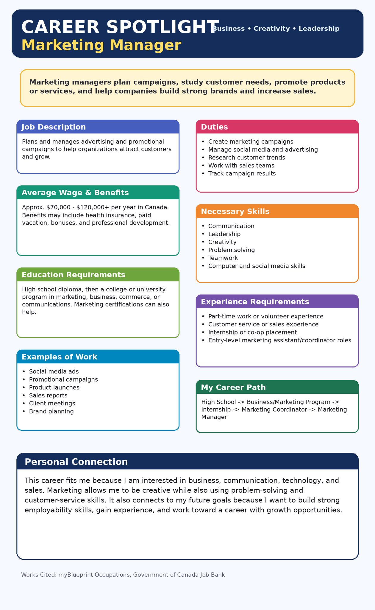 Marketing manager career spotlight